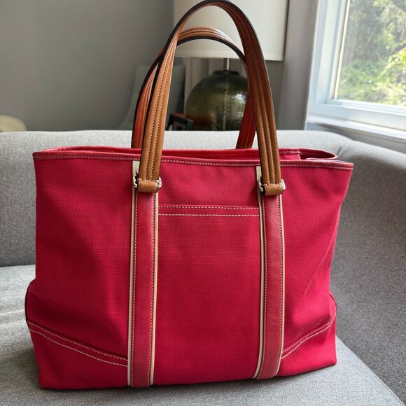 Coach 70157 Large Canvas Carryall Shoulder Totepu500 Red - Picture 13 of 14